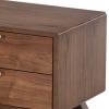 2 Drawer Wooden Nightstand with Metal Bar Handles and Angled Legs, Brown