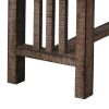 Rectangular Grained Wooden Bench with Slatted Side Panels, Brown