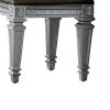 Wooden Vanity Stool wit Leatherette Seat and Faux Crystal Accents, Gray