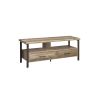 59 Inch Wooden TV Console with 2 Storage Drawers and Open Shelf, Brown