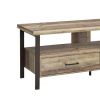59 Inch Wooden TV Console with 2 Storage Drawers and Open Shelf, Brown