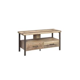 48 Inch Wooden TV Console with 2 Storage Drawers and Open Shelf, Brown