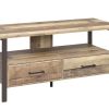 48 Inch Wooden TV Console with 2 Storage Drawers and Open Shelf, Brown