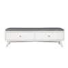 Fabric Upholstered Bedroom Bench with 2 Storage Drawers, Brown and Gray