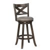 Curved Back Swivel Bar Stool with Leatherette Seat,Set of 2, Gray and Brown