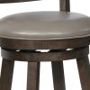 Curved Back Swivel Bar Stool with Leatherette Seat,Set of 2, Gray and Brown