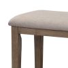 Rectangular Style Wooden Bench with Fabric Upholstered Seat,Brown and Beige