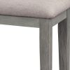 Rectangular Style Wooden Bench with Fabric Upholstered Seat, Gray