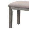 Rectangular Style Wooden Bench with Fabric Upholstered Seat, Gray