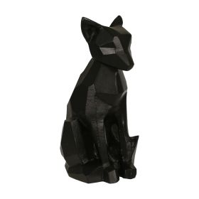 15 Inches Faceted Metal Frame Dog Figurine, Black