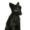 15 Inches Faceted Metal Frame Dog Figurine, Black