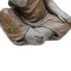 Polyresin Baby Monk Figurine with Covered Mouth, Weathered Gray