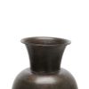 15 Inch Metal Jar with Wooden Accent and Flared Opening,Black and Brown
