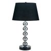27 Inch Modern Table Lamp, Spindle Design Body, Set of 2, Black, Chrome