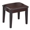 Wood and Faux Leather Vanity Set with Faux Marble Top, Brown