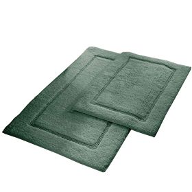 Nantes 2 Piece Fabric Bath Mat with Non Slippery Back The Urban Port, Dark Green