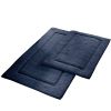 Nantes 2 Piece Fabric Bath Mat with Non Slippery Back The Urban Port, Dark Blue
