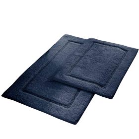Nantes 2 Piece Fabric Bath Mat with Non Slippery Back The Urban Port, Dark Blue