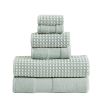 Porto 6 Piece Dual Tone Towel Set with Jacquard Grid Pattern The Urban Port, Blue