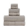Porto 6 Piece Dual Tone Towel Set with Jacquard Grid Pattern The Urban Port, Beige