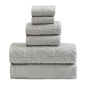 Granada 6 Piece Yarn Dyed Towel Set with Jacquard Stripe Pattern The Urban Port,Gray