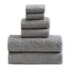 Granada 6 Piece Towel Set with Jacquard Stripe Pattern The Urban Port, Dark Gray