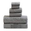 Granada 6 Piece Towel Set with Jacquard Stripe Pattern The Urban Port, Dark Gray