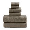 Granada 6 Piece Towel Set with Jacquard Stripe Pattern The Urban Port, Taupe Brown