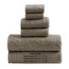 Granada 6 Piece Towel Set with Jacquard Stripe Pattern The Urban Port, Taupe Brown