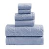 Granada 6 Piece Yarn Dyed Towel Set with Jacquard Stripe Pattern The Urban Port,Blue