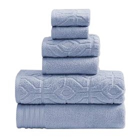 Granada 6 Piece Yarn Dyed Towel Set with Jacquard Stripe Pattern The Urban Port,Blue
