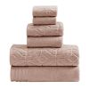 Granada 6 Piece Yarn Dyed Towel Set with Jacquard Stripe Pattern The Urban Port, Pink