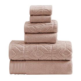 Granada 6 Piece Yarn Dyed Towel Set with Jacquard Stripe Pattern The Urban Port, Pink