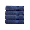 Bergamo 4 Piece Spun loft Towels with Stripe and Twill Weave The Urban Port,Dark Blue