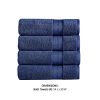 Bergamo 4 Piece Spun loft Towels with Stripe and Twill Weave The Urban Port,Dark Blue
