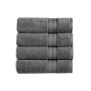 Bergamo 4 Piece Spun loft Fabric Towels with Stripe Pattern The Urban Port,Dark Gray
