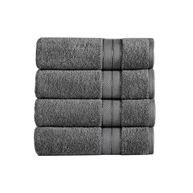 Bergamo 4 Piece Spun loft Fabric Towels with Stripe Pattern The Urban Port,Dark Gray