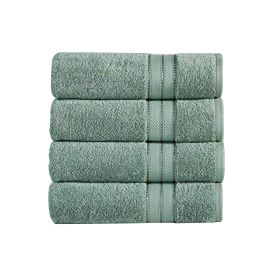 Bergamo 4 Piece Spun loft Fabric Towels with Striped Pattern The Urban Port, Green