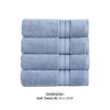 Bergamo 4 Piece Spun loft Fabric Towels with Striped Pattern The Urban Port, Blue
