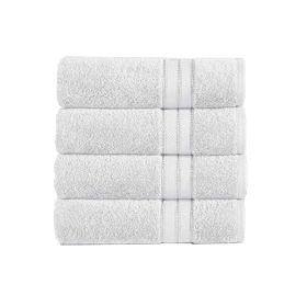 Bergamo 4 Piece Spun loft Towels with Stripes and Twill Weave The Urban Port, White