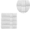 Bergamo 4 Piece Spun loft Towels with Stripes and Twill Weave The Urban Port, White