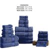 Bergamo 18 Piece Spun loft Towel Set with Striped Pattern The Urban Port, Dark Blue