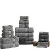 Bergamo 18 Piece Spun loft Towel Set with Twill Weave The Urban Port, Charcoal Gray