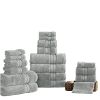 Bergamo 18 Piece Spun loft Towel Set with Striped Pattern The Urban Port, Gray