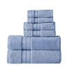 Bergamo 6 Piece Spun loft Towel Set with Twill Weaving The Urban Port, Blue