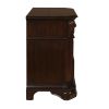 3 Drawer Wooden Nightstand with Molded Details and Metal Pulls, Brown