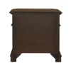 3 Drawer Wooden Nightstand with Molded Details and Metal Pulls, Brown