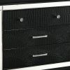 3 Drawer Wooden Nightstand with Mirror Accents and Faux Crystal Pulls,Black