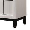 Wooden TV Stand with 2 Drawers and 2 Open Compartments, White and Black