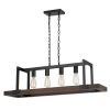 60 X 4 Watt Wood and Metal Chandelier with 6 Foot Chain, Brown and Black